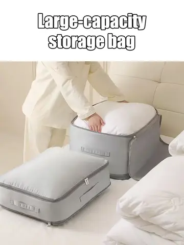 Heavy-Duty Self-Compressing Storage Bag - Portable Organizer for Clothes, Blankets & Quilts, Ideal for Closet Organization