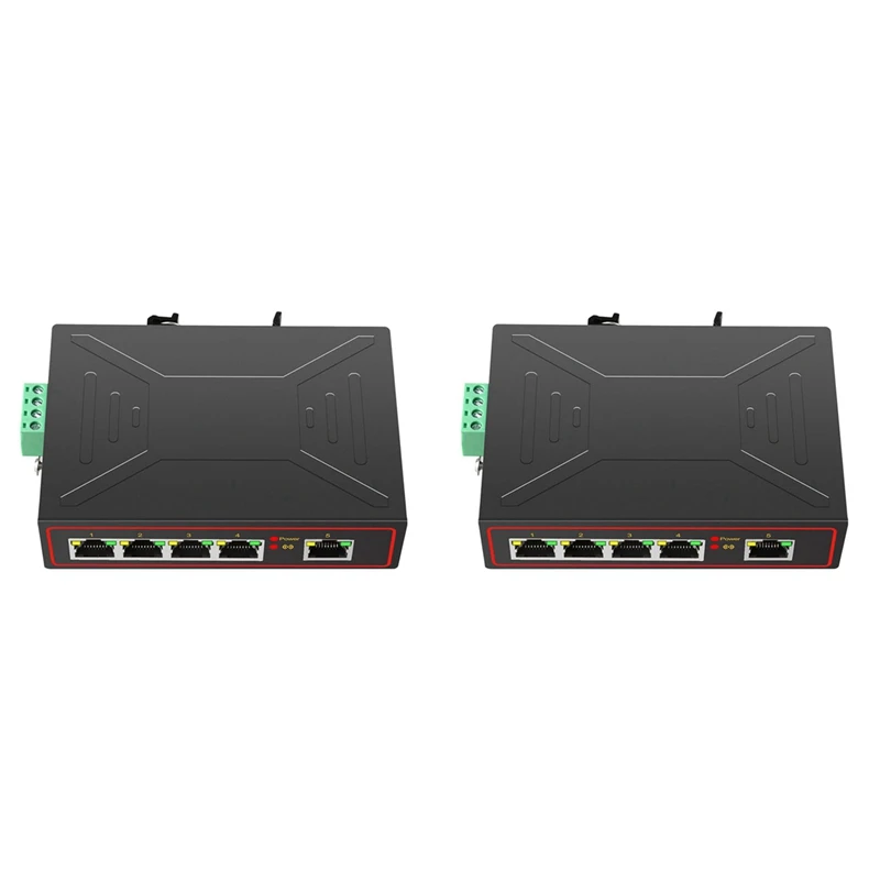 2X 5 Ports 100M Industrial Network Switch RJ45 Hub Internet Splitter RJ45 Switch Plug &Play DIN Rail Type Enhance Switch