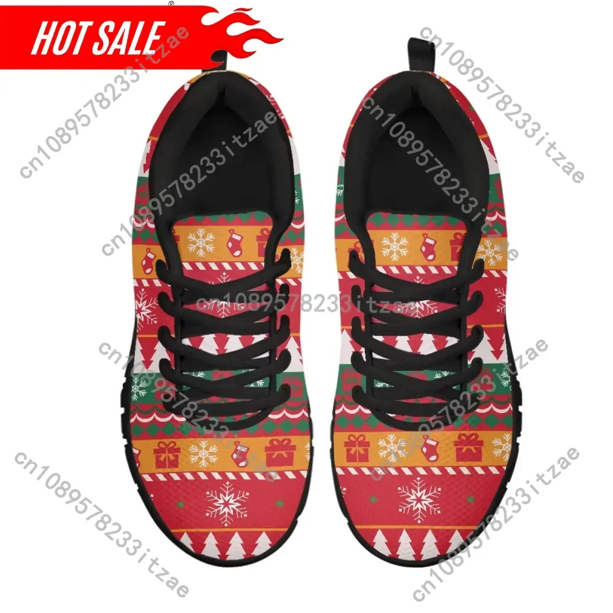 Merry Christmas Pattern Ladies Casual Sneakers Wear-resistant Flats Shoes for Girls Women Holiday Party Xmas Gifts view 3