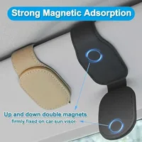 Sunglasses Holder Is Suitable for Car Sun shades Magnetic Leather Sunglasses Clip and Ticket Clip Car Sunshade Accessories 3