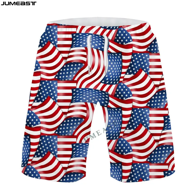 Jumeast Y2k Men Women 3D Printed Camouflage Camo American Flag Hip Shorts Trunks Quick Dry Beach Casual Sweatpants Short Pants