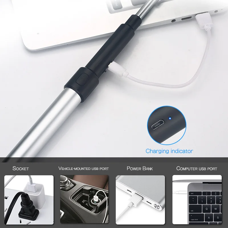 Personalized Retractable Portable Long Arc Ignition Gun Kitchen Igniter Outdoor Barbecue Camping Pulse Lighter Windproof