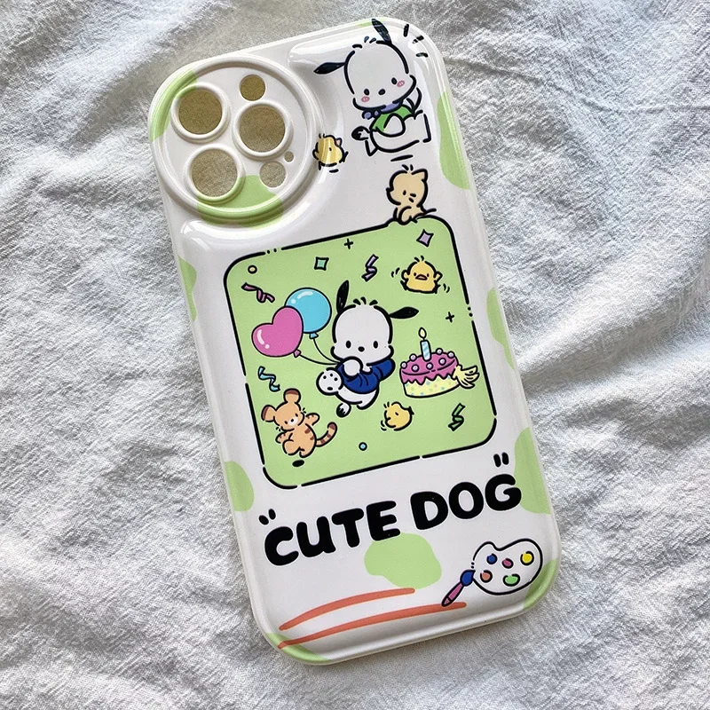 Sanrio Pochacco happy birthday Balloons puppy Anime Phone Case For iPhone 16 15 14 13 12 11 Pro Max Xr X 16 Plus Case Cute Cover