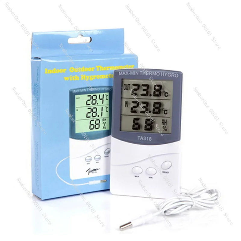 مقياس الرطوبة الحراري الإلكتروني TA318، شاشة كبيرة للاستخدام الداخلي والخارجي، مع مسبار للدفيئة للحيوانات الأليفة الزواحف، مستشعر ذكي #5