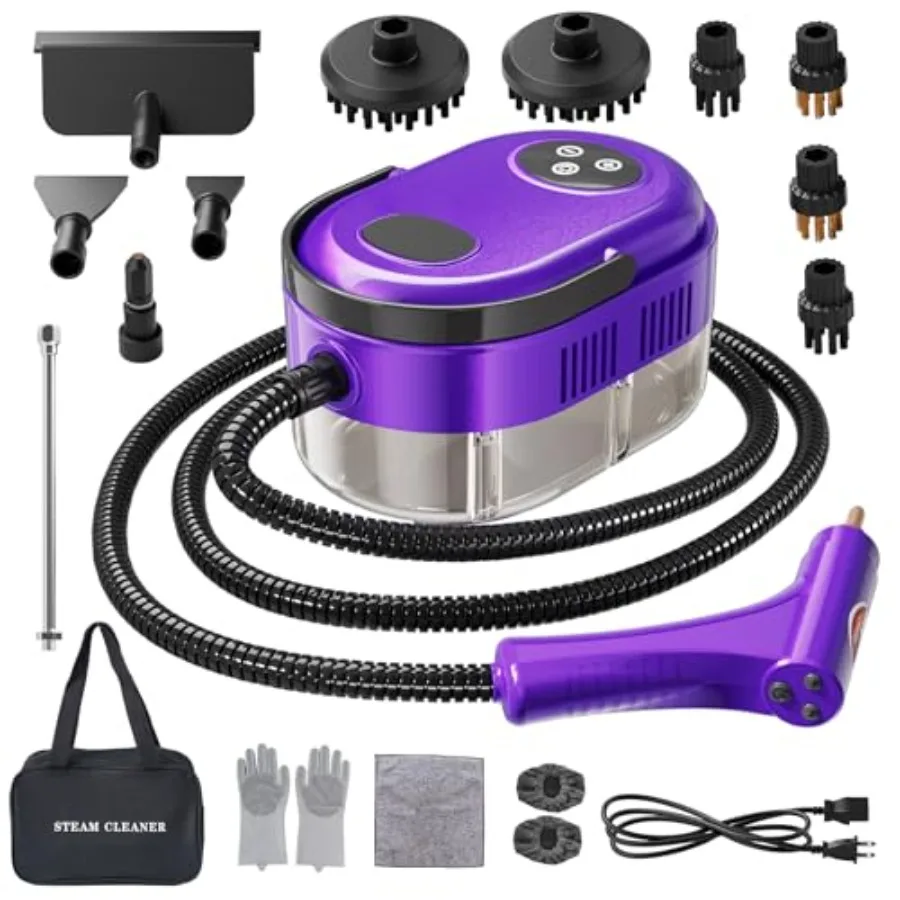 Handheld Steam Cleaner 10s Fast Heating Steamer 15-in-1 High Pressure for Home Kitchen Grease Grout Tile Floor Couch Car Cleani