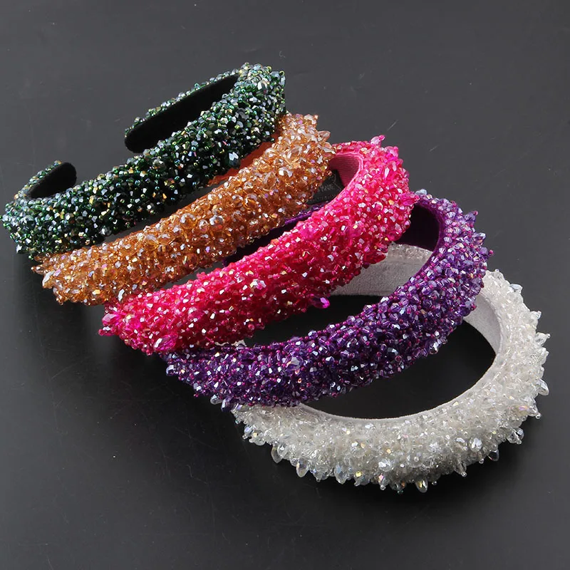 Headdress New Fashion Personality Thin Sponge Colorful Crystal Grain Hair Lady Street Photograph Beautiful Beautiful Hairpin 295