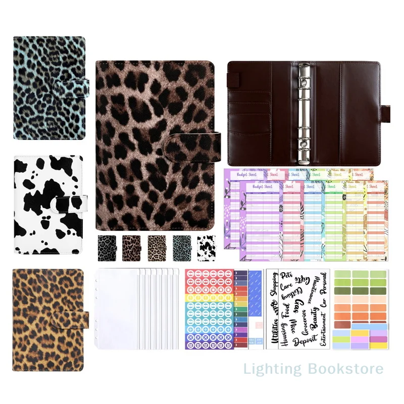 A6 PU Leder Budget Binder Notebook Bargeld Umschläge System Set, mit Binder Taschen für Geld Budget Sparen Bill Organizer