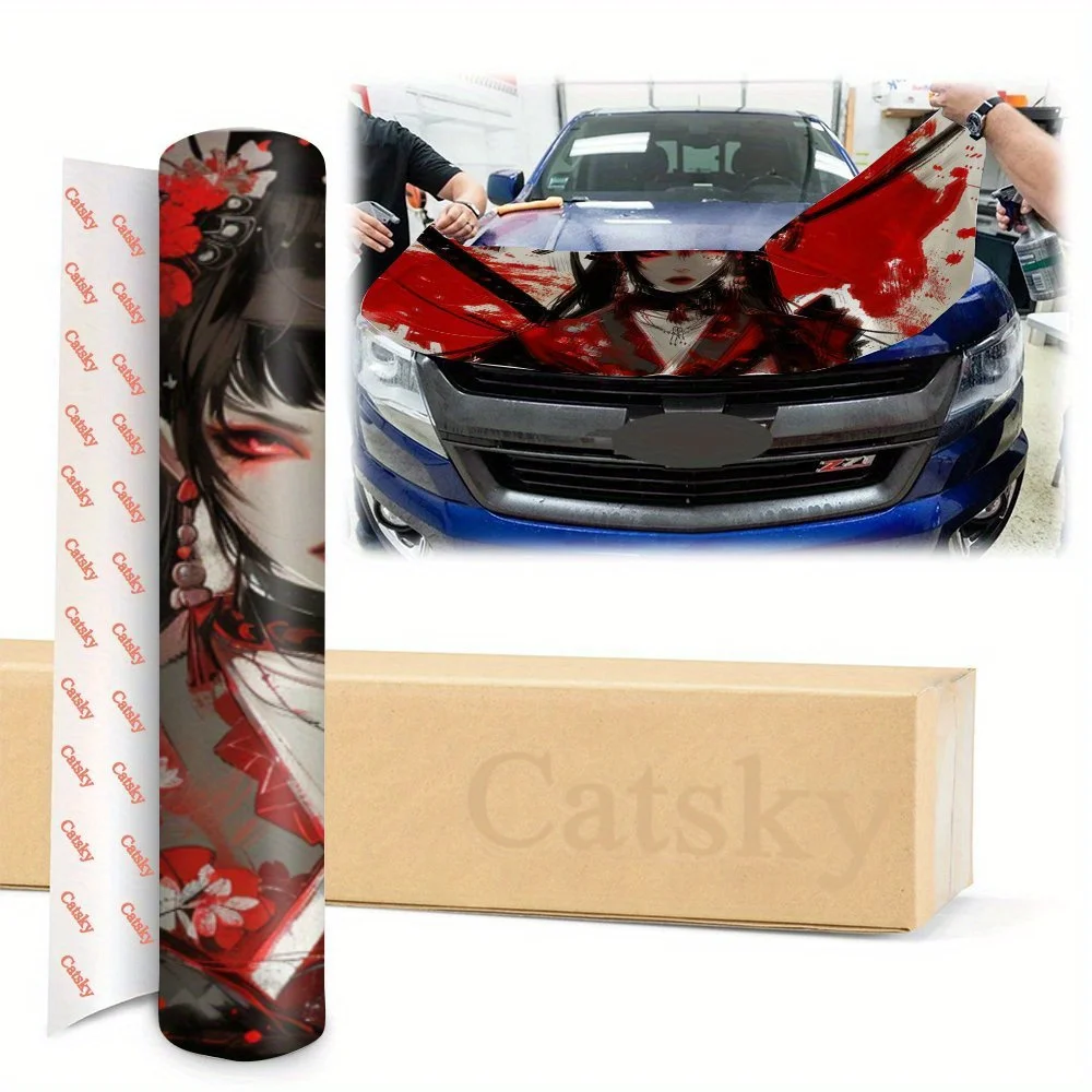 زهر الكرز القرمزي: سحر قاتل تحت الشعر القرمزي والزينة الذهبية؛ سيارة الفينيل Wps، رسومات غطاء السيارة الفينيل، المحرك