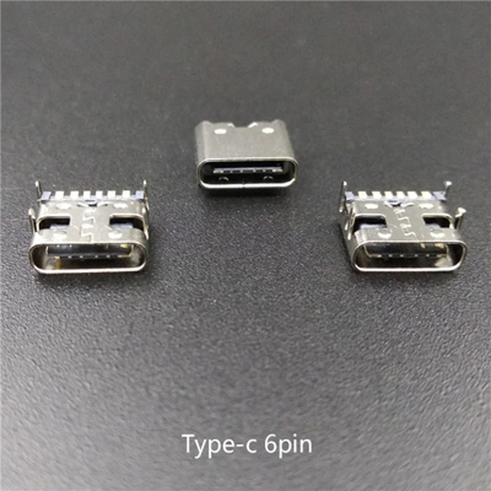 DIY For PCB Design 6 Pin USB 3.1 SMD DIP Mobile Phone Type C Socket Connector Type-C Female Charging Socket Female Connector