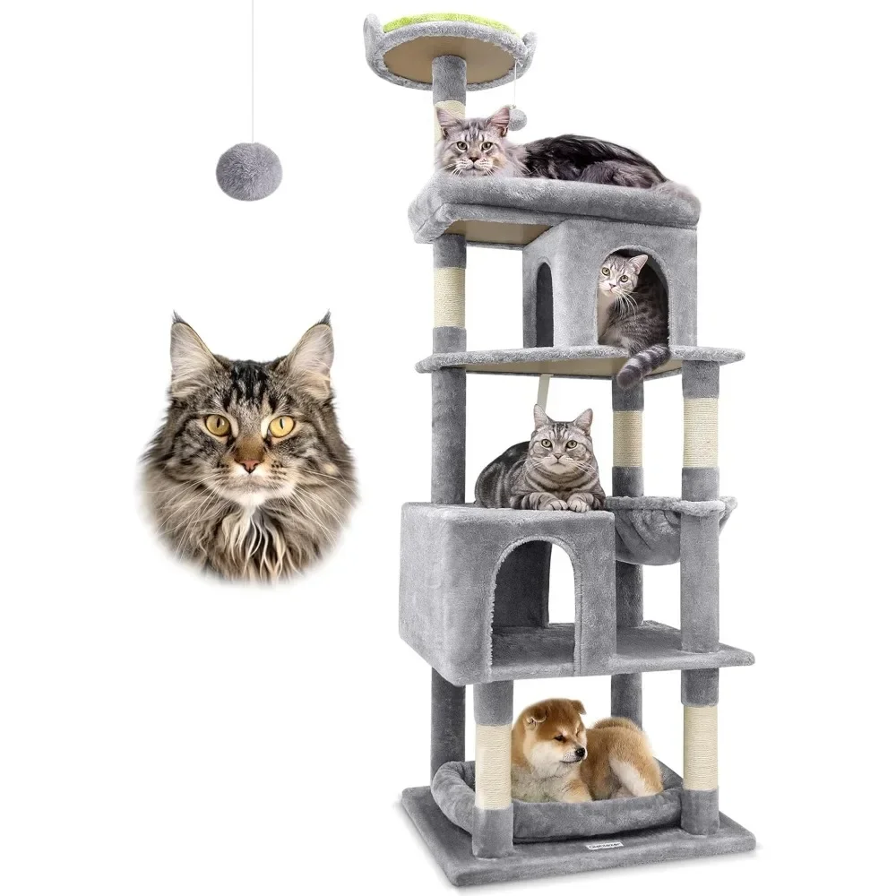 Heavy Duty Cat Trees for Large Cats,Sturdy 72in Maine Coon Cat Tree for Large Cats 20 lbs+Heavy Duty Cat Tower for Adult Biggest