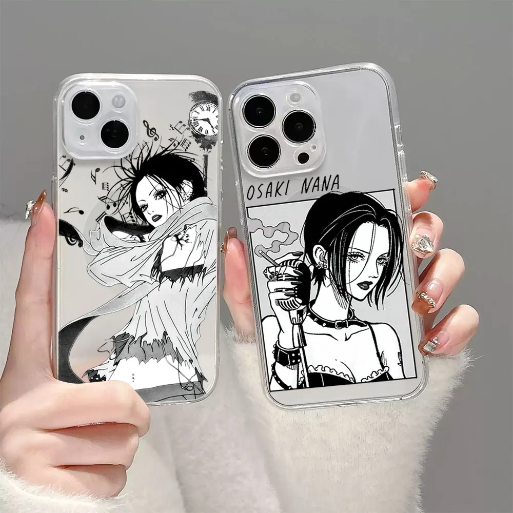 Anime Nana Osaki Line Phone Case for iPhone 12 11 13 14 15 16 Max Pro Plus Transparent Magsafe Magnetic Wireless Cover