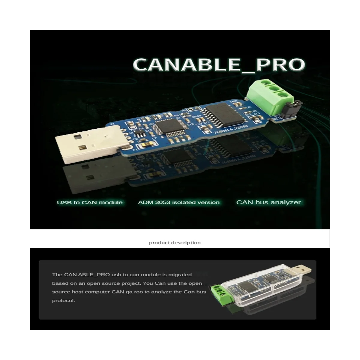 CANable USB to Converter Module CAN Canbus Debugger Analyzer Adapter CANdleLight ADM3053 Isolated Version CANABLE PRO