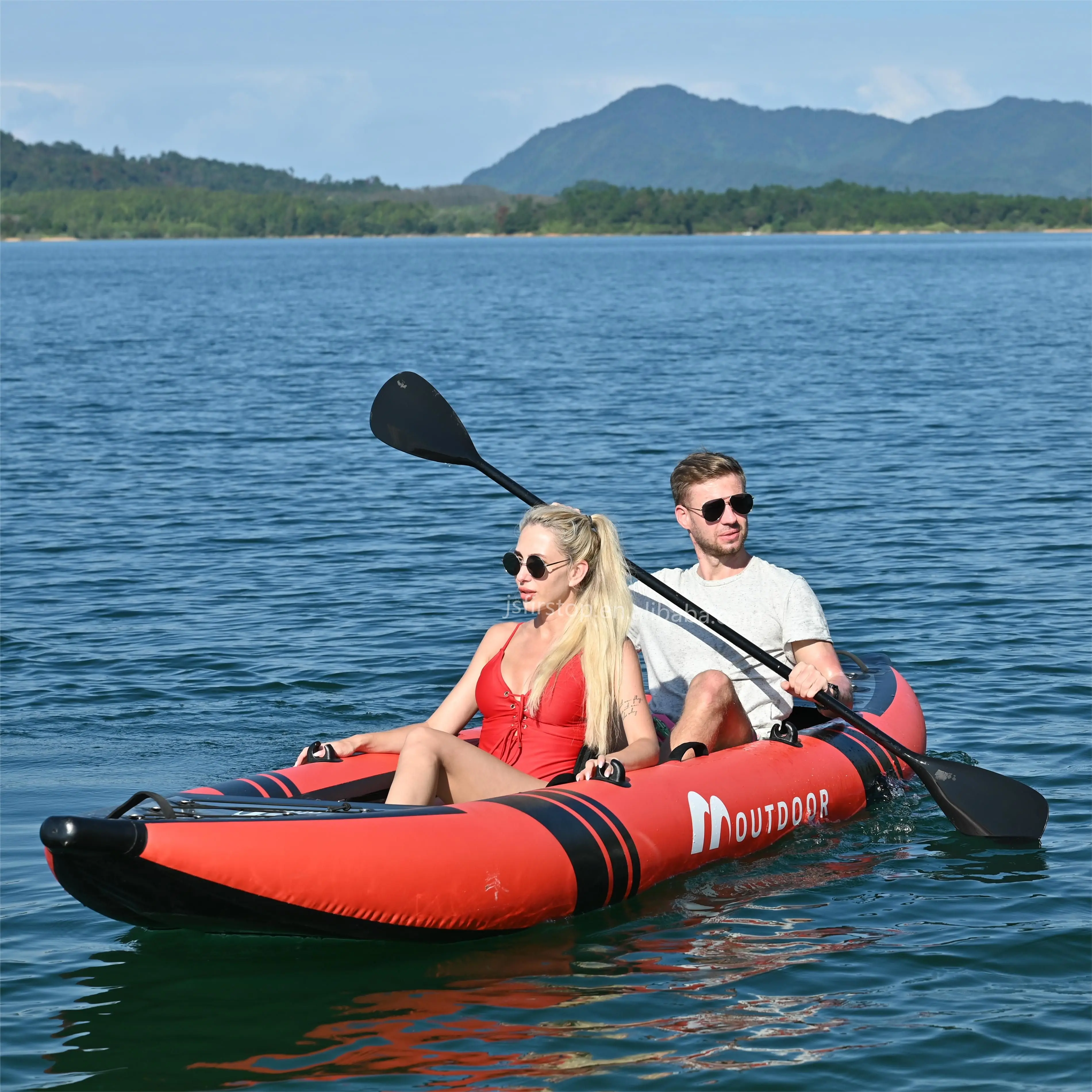 Wholesale PVC Tandem Kayak Inflatable Outdoor Fishing Canoe Inflatable Rowing Boat for sale