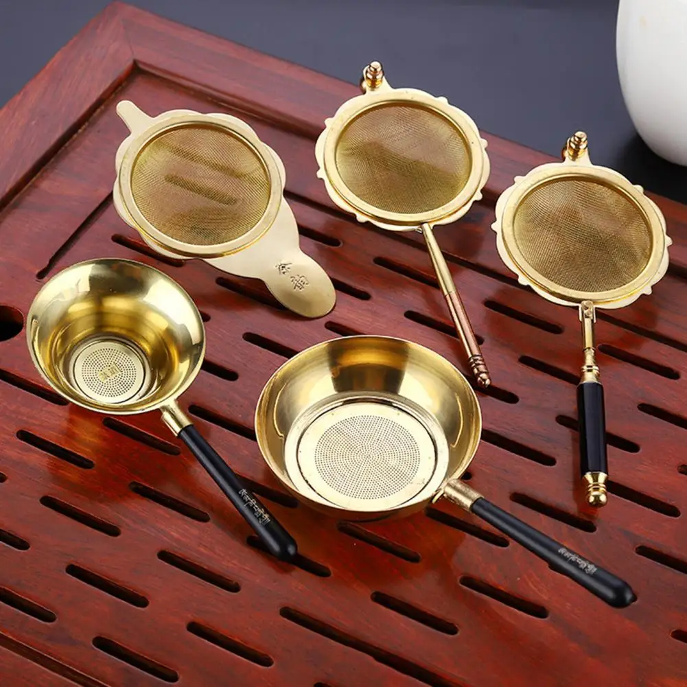 Convenient  Tea Drain Filter Golden Tea Coffee Strainer Fine Mesh Filter Multi-purpose Eco-friendly Tea Spoon for Restaurant