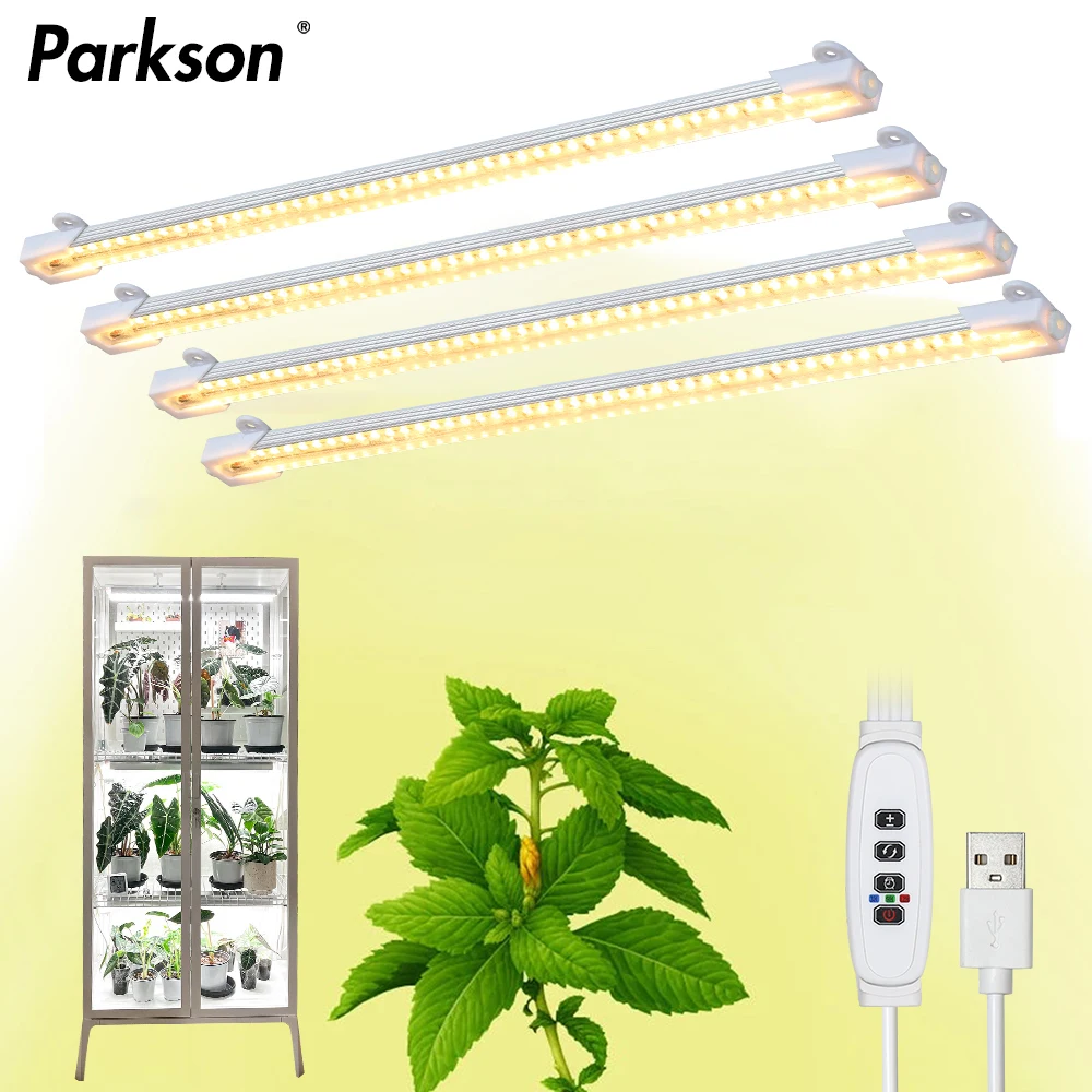 LED Grow Light Strips para plantas de interior, USB Full Spectrum Phyto Lamp, temporizador regulável, lâmpada hidropônica, flor de estufa, 220V, 2, 3, 4