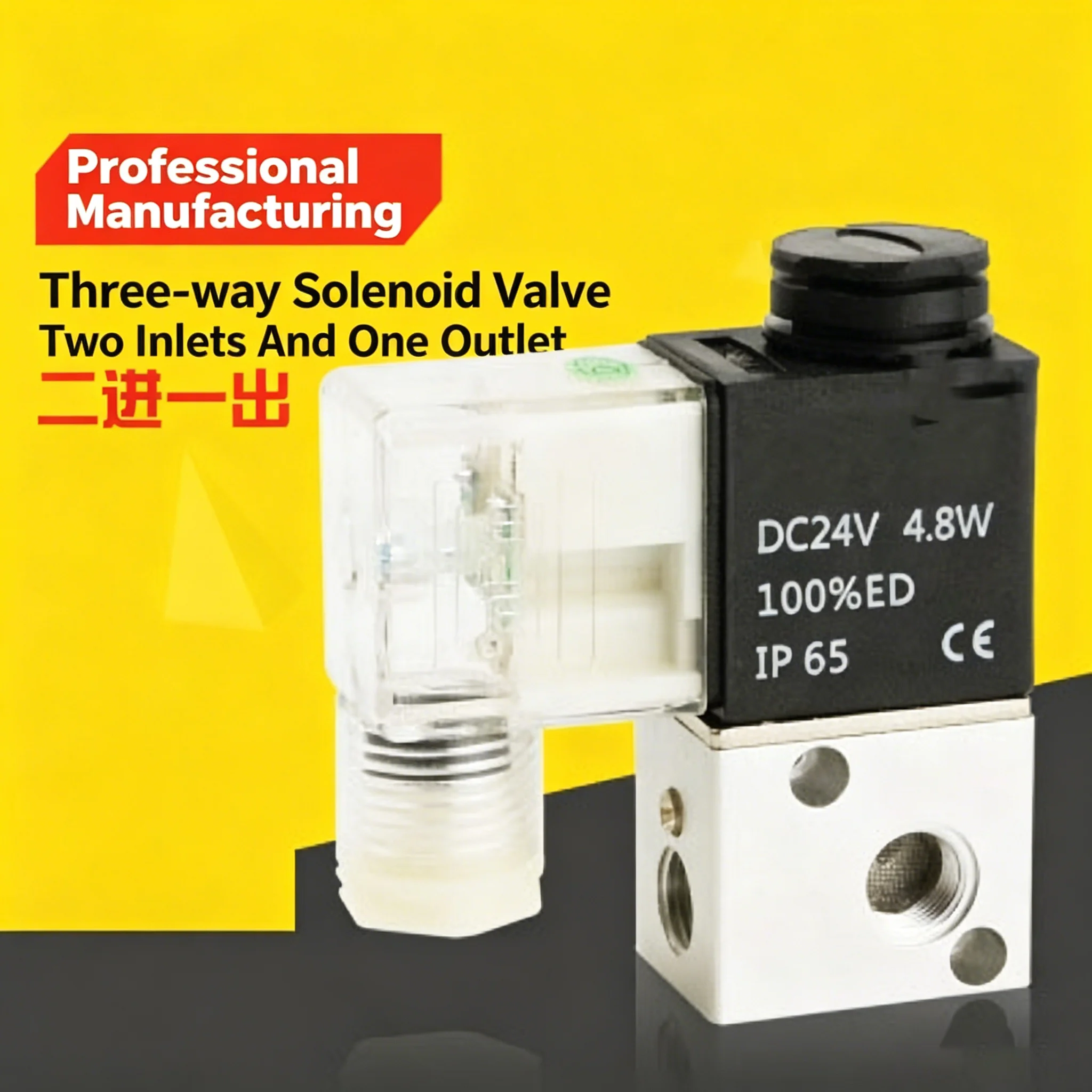 AC220V DC24V DC12V 3V1-M5 3V1-06/08 2 Position 3 Way Pneumatic Solenoid Valve Port 1/8