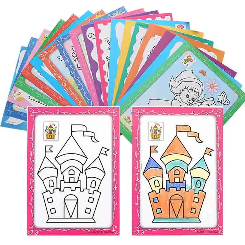 10PCS Watercolor Painting Random Style Children DIY Graffiti Coloring Card Early Education Puzzle Graffiti Drawing Toys TMZ
