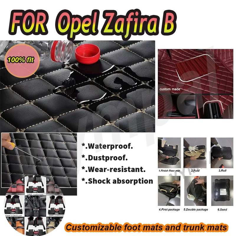 

LUXURY Custom Auto Luxury Leather Car Floor Mat For Opel Zafira B 2005 2006 2007 2008 Car Mat Full Set