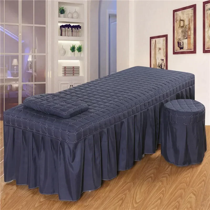 5 Sizes Quilting Thick Bed Cover for Bueaty Salon Bedskirt Ruffle Skirt Skin-Friendly Massage SPA Bed Full Cover with Hole