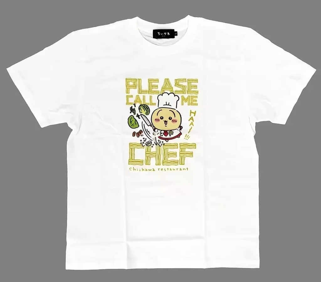 White Chiikawa Restaurant Tee Usagi Print Short Sleeve Kawaii Anime Fan Merch Daily Streetwear Tops for Men Women
