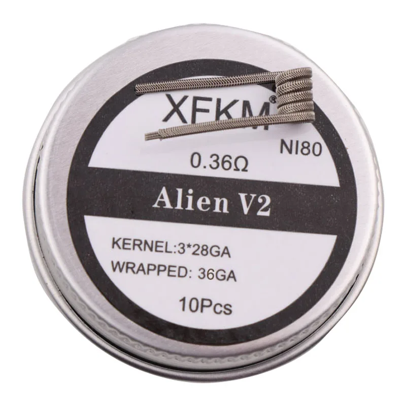 NEW XFKM NI80/A1/SS316L 10pcs/lot Prebuilt Coil ALIEN V2 coils Heating Resistance Wire For RDA RDTA DIY tank