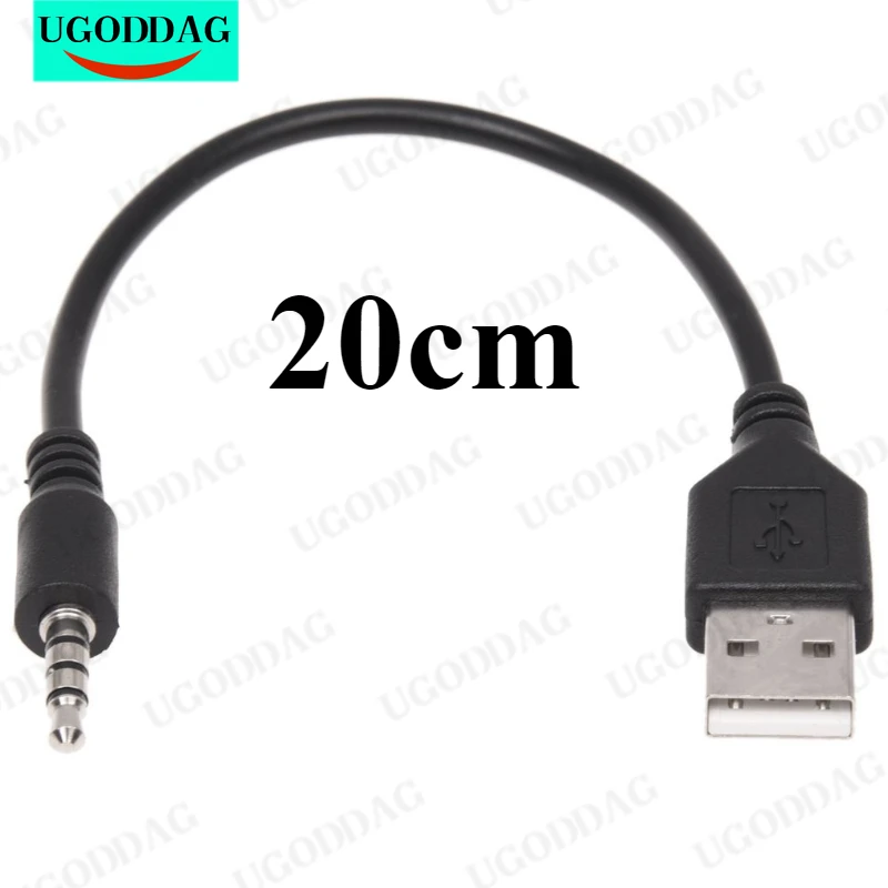 3.5mm Plug AUX Audio Jack to USB 2.0 Male Charger Cable Adapter Cord for Car MP3