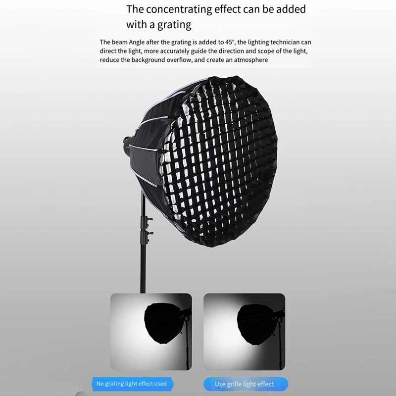 Photography Softbox 90Cm Diameter Quick Release Deep Throw Softbox With Grid Metal Bowens Bayonet Grille Shade Durable