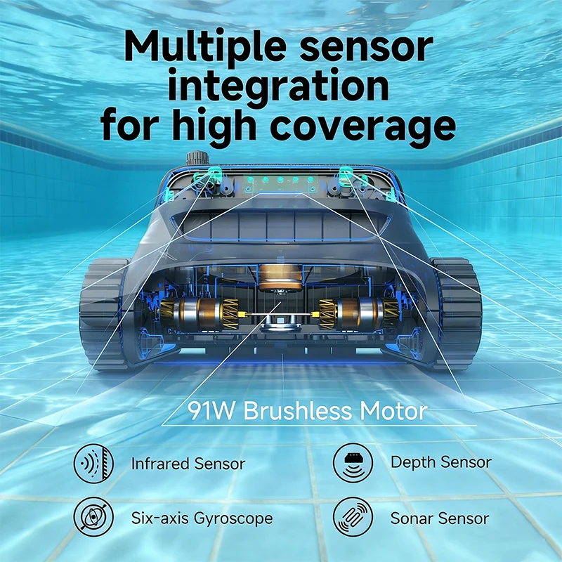 S2 Cordless Pool Vacuum Robot Double Filtration 7800mAh Battery Strong Suction APP Control Pool Cleaner for Large Pools