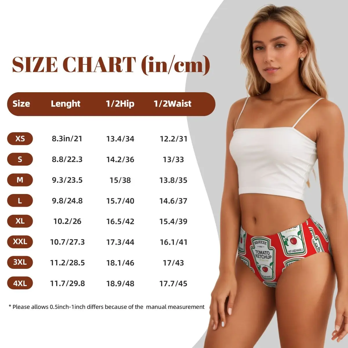 Custom Funny Ketchup Label Panties Briefs Women's Comfort Briefs Underwear Breathable Female Underpants