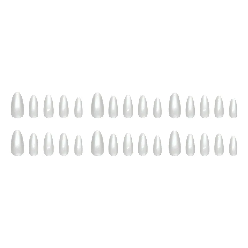 24 قطعة ضغط اللوز الطويل على الأظافر رمادي عين القط أظافر صناعية رماد بارد تغطية كاملة مسمار للنساء والفتاة أظافر يمكن ارتداؤها #5