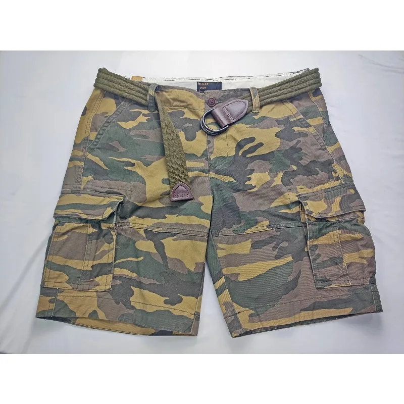 

Men's Casual Fitness Camouflage Shorts with Braided Belt Eco-Friendly Free Size Denim Digital Printed Pattern Decoration