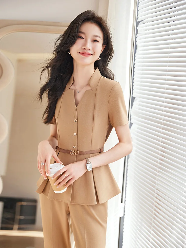 Business Suit Women's Thin Short Sleeve Small Business Wear Building Sales Department Workwear Jewelry Store Overall Suit