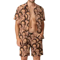 Nicolas Cage Conjuntos Masculinos Engraçado Nicholas Imprimir Shorts Casuais Streetwear Camisa de Praia Conjunto de Manga Curta Design Tamanho Grande Terno Idéia de Presente