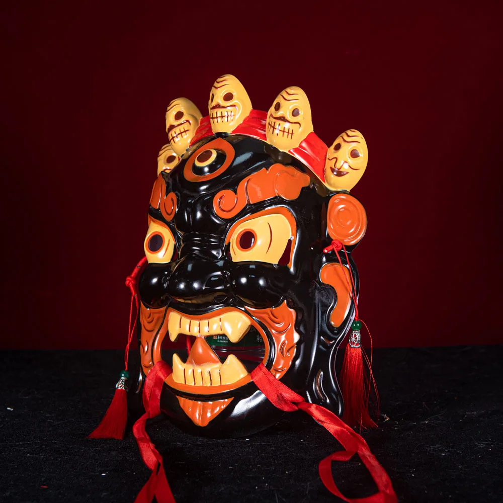 

Маска на Хэллоуин Традиционная маска Minority Folk Customs Nuo Festival Nuo Opera Тибетская оперная ритуальная маска Коплей Божественная статуя Маска