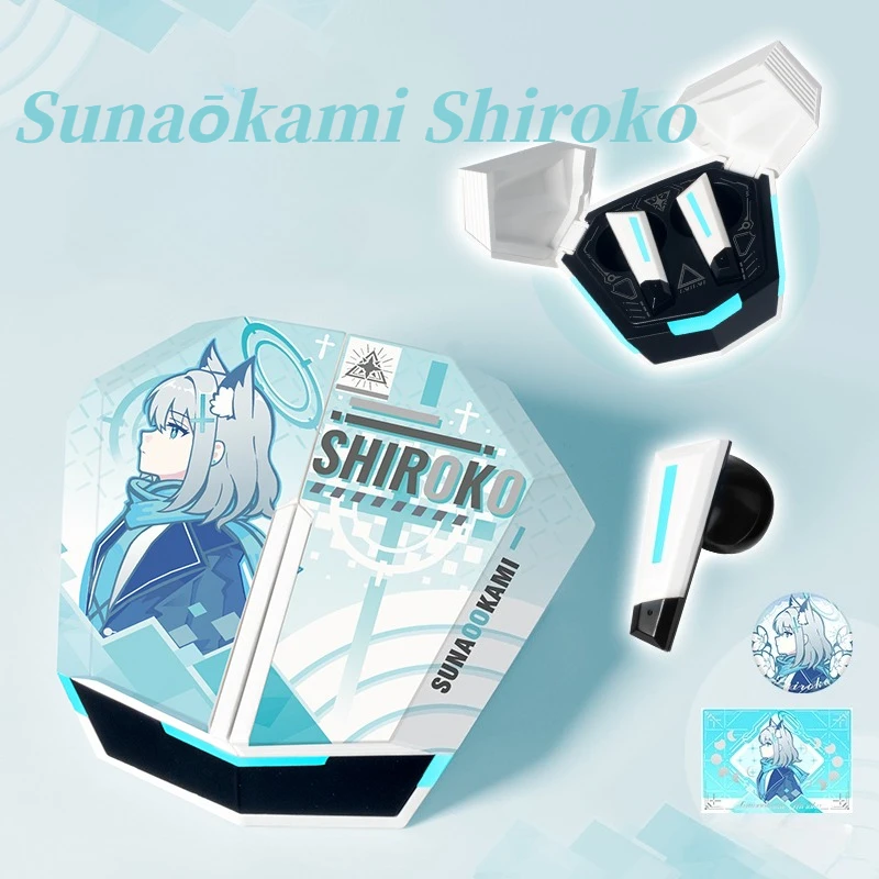 Sunaōkami Shiroko سماعات بلوتوث أنيمي لعبة الأزرق الأرشيف موضوع داخل الأذن سماعات أذن TWS لاسلكية HiFi سماعات طويلة التحمل #1