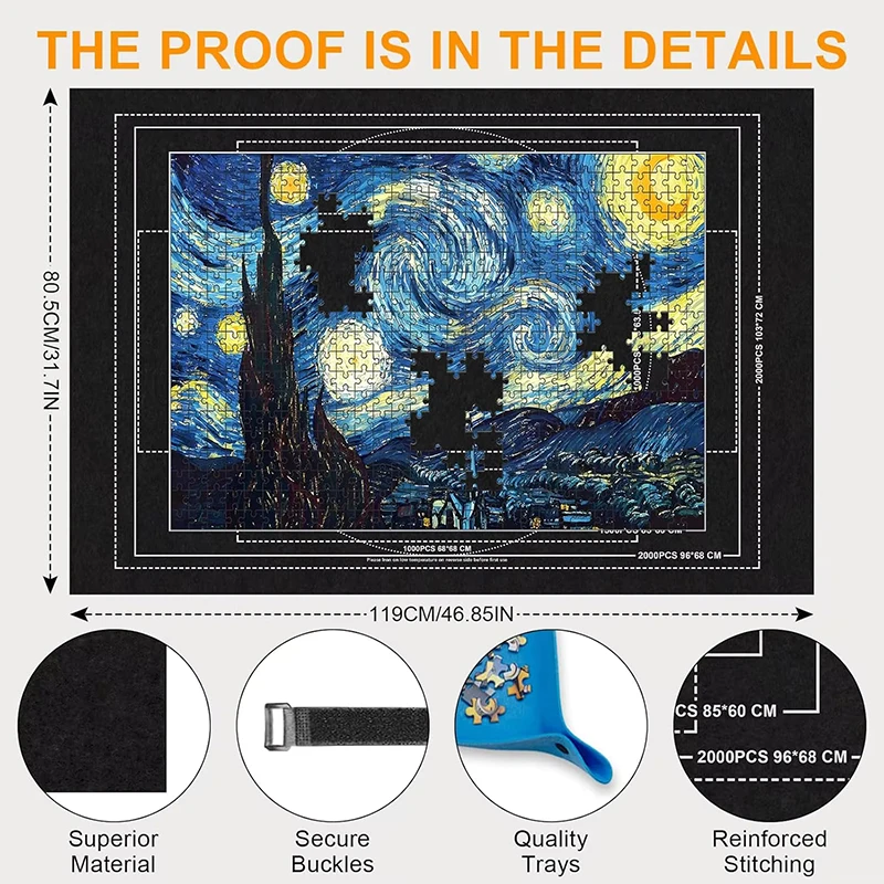 2000PCS Roll Up Jigsaw Puzzle Storage Mat Set Non-Slip Puzzle Saver Pad with Storage Bag Gifts Puzzles Keeper DIY
