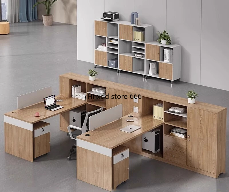 Financial desk Office desk and chair combination with side cabinet Simple and modern