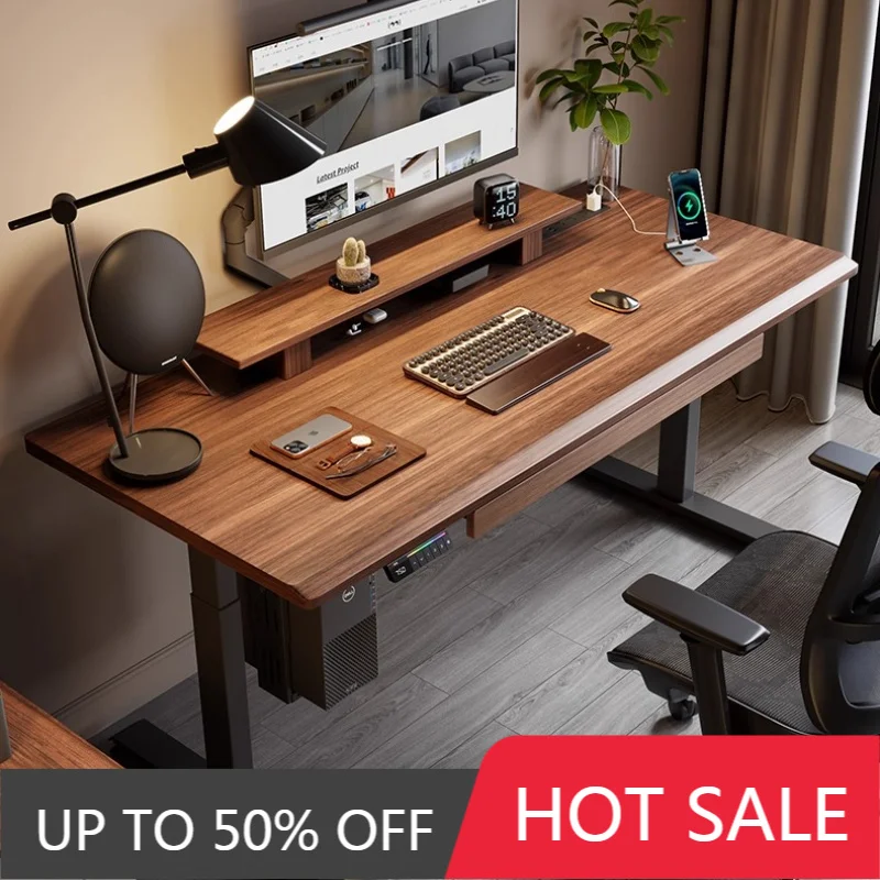 Modern Wooden Office Desk Electric Elevating Removable Storage Office Desk Organiser Aesthetic Ufficio Postmodern Furniture