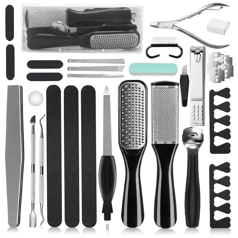 

Pedicure Kit 30Pcs Stainless Steel Professional Pedicure Tools Set Foot Rasp Peel Callus Dead Skin Remover Feet Care Pedicure