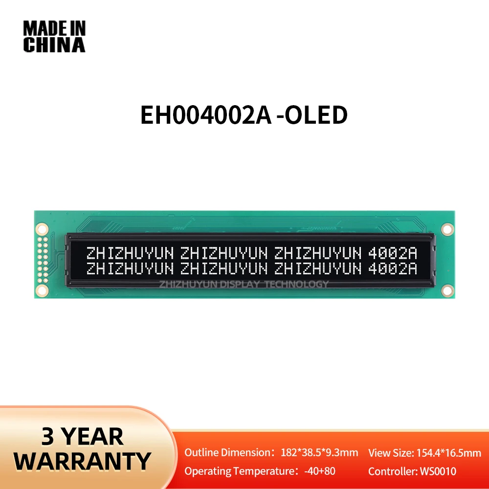 ฟิล์มสีดำสีขาวตัวอักษรจอแสดงผล OLED จริงในตัว EH004002A WS0010 16PIN อินเตอร์เฟซแบบขนานเข้ากันได้กับ4002