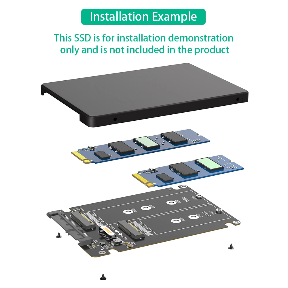 مفتاح M.2 B المزدوج الجديد/B&M Key SSD إلى 2.5 بوصة SATA III مع غلاف بلاستيكي