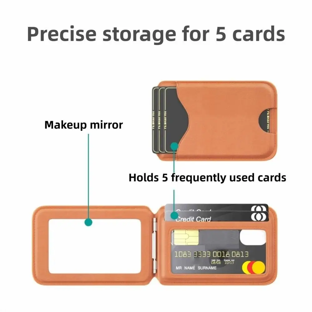 

Магнитный держатель для карт Magsafe с зеркалом, сильная адсорбционная подставка для телефона, складная кожа для iPhone 17, 16, 15, 14, 13, 12 серии