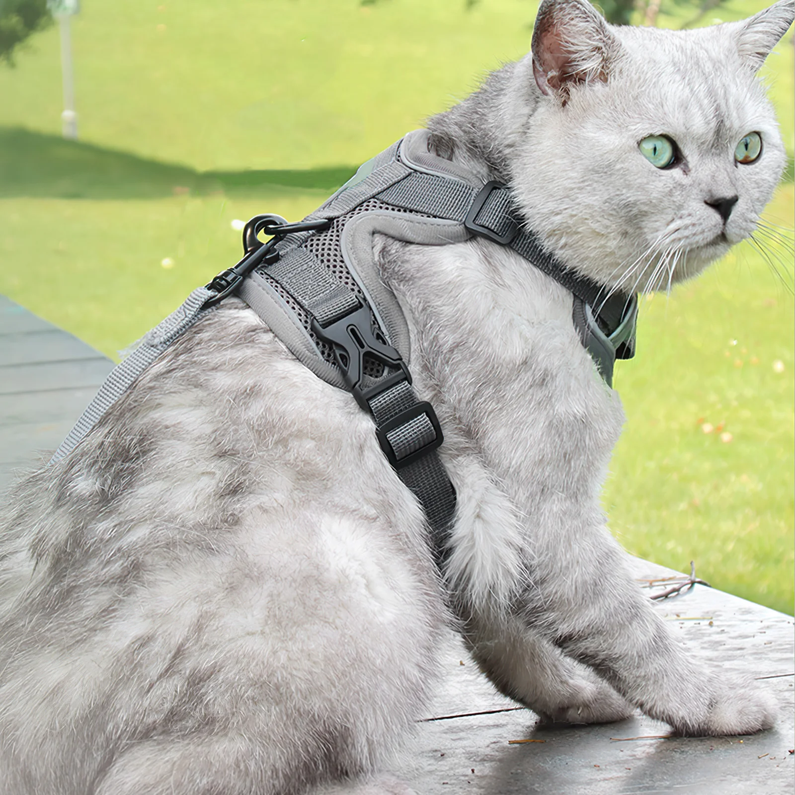 Arnés para perros en forma de chaleco, correa para cachorros y gatos, Collar ajustable suave, tamaño L gris, arnés para caminar en el pecho y la espalda, correas para perros pequeños