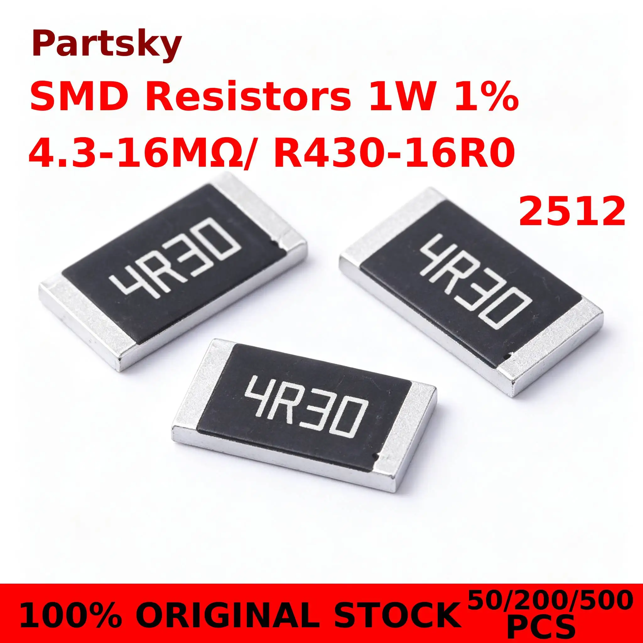 50/200/500pcs NEW ORIGINAL 2512 SMD Resistor 1% 4.3-16ohm 4.3 4.7 4.99 5.1 5.6 6.2 6.8 7.5 8.2 9.1 10 11 12 13 15 16ohm IN STOCK