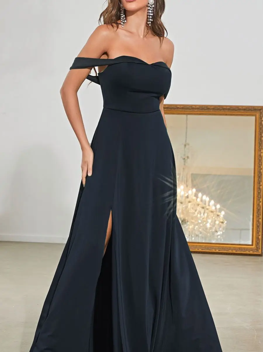 Robe de soirée longue en mousseline de soie, fente Dr, taille haute, magnifique jupe pivotante, cadeau léger transfrontalier