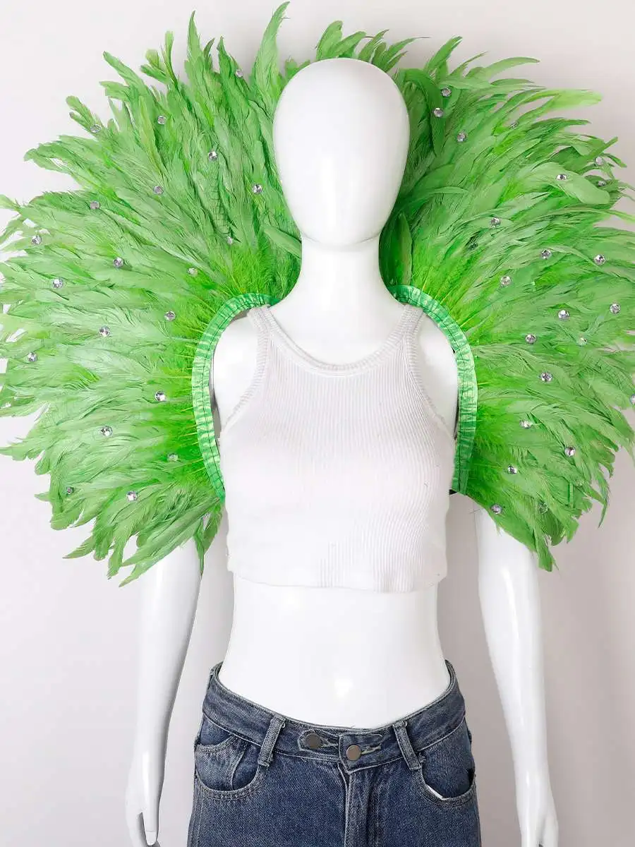 chale-a-plumes-exagere-avec-ornements-de-diamants-pour-spectacle-de-fete-d'halloween-performance-scenique-decoration-d'Epaule