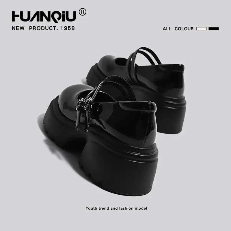 أحذية ماري جين الفرنسية الجديدة لطيف الرجعية مريحة أحذية جلدية أنيقة منصة أسافين عارضة أزياء لوليتا الأحذية النسائية