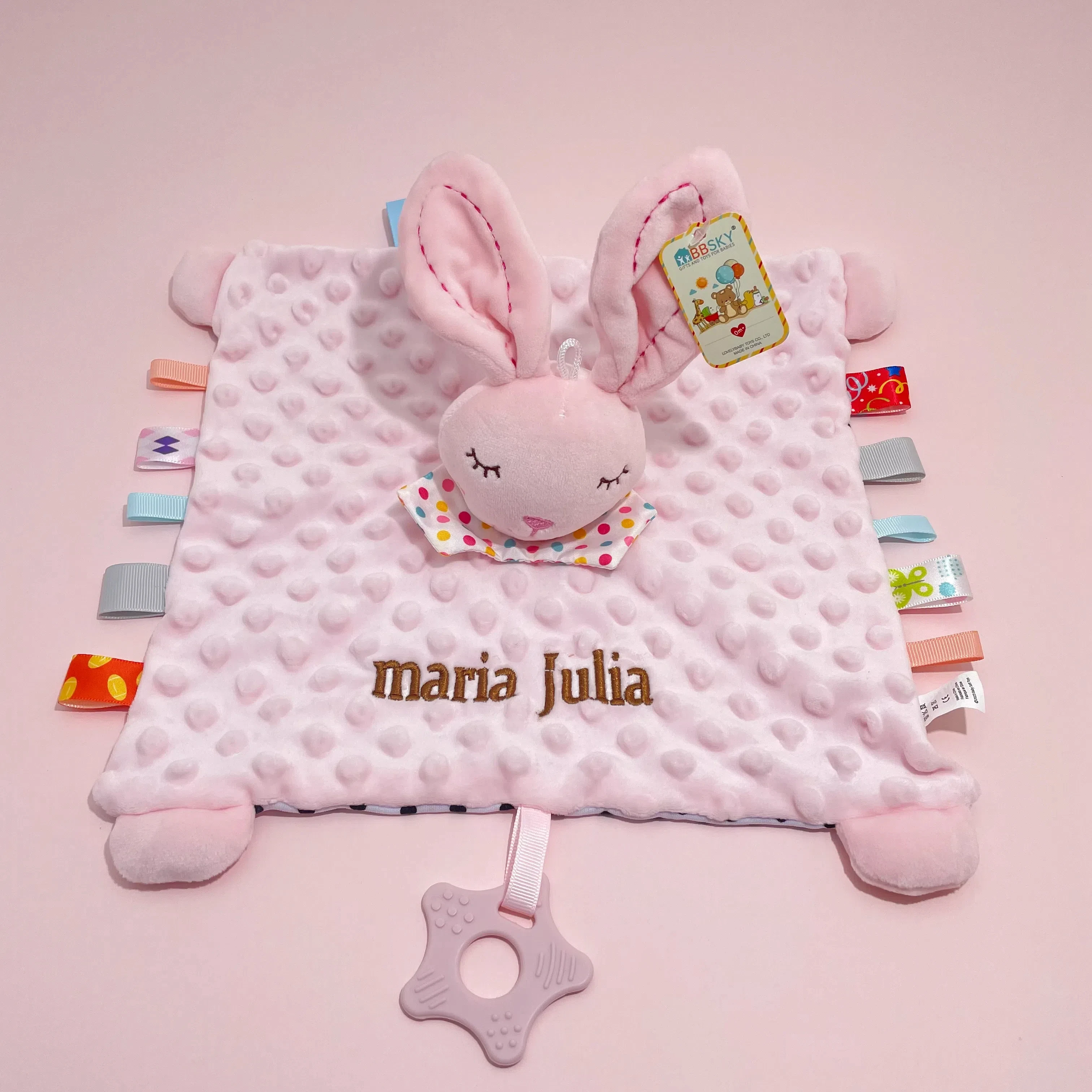 Personalisierte Baby-Elefant-Sicherheitsdecke mit Bio-Baumwoll-Silikon-Beißring, hypoallergene Geschenke für die Dusche von Neugeborenen – Detail 23