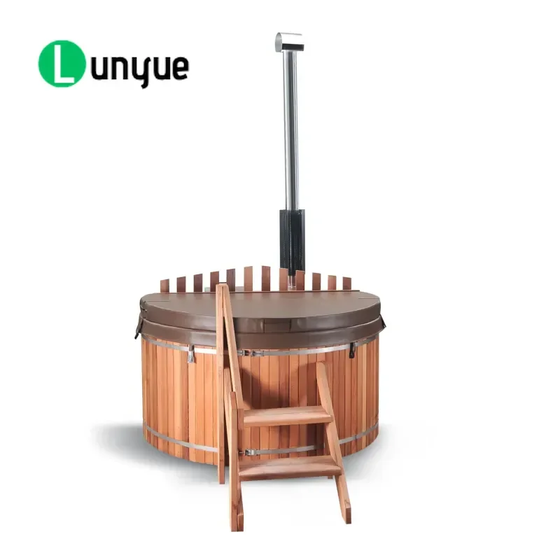 Wood Fired Hot Tub Cedar Solid Wood Outdoor Spa Bucket Relaxing Soak Tub for Garden Patio Backyard Natural Aromatherapy