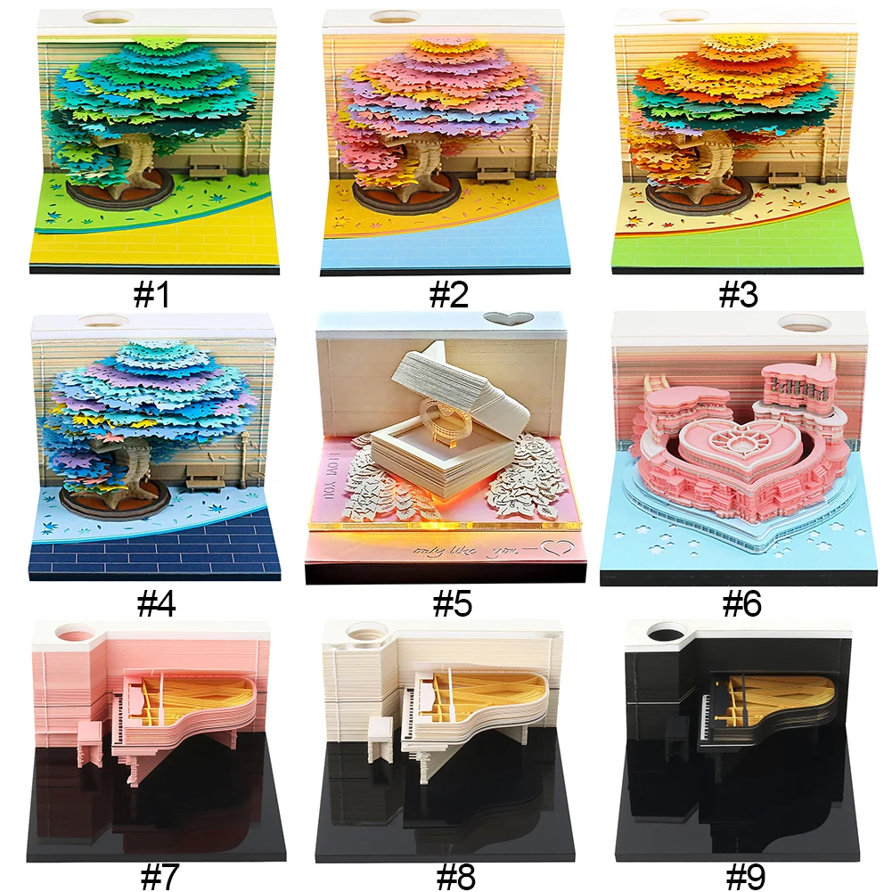 3D Desk Calendar 2025 Tear-Away 3D Paper Art Notepad Creative Paper Carving Calendar Multi-Function for House Sculpture Present